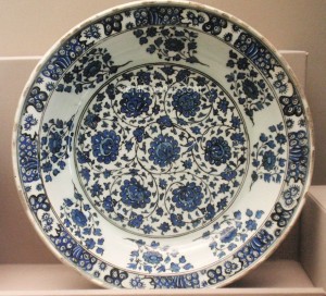 Iznik Plate - Flowers in Cobalt Blue Color